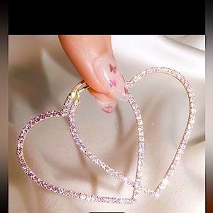 Pink Hollow Heart Shape Hoop Earrings